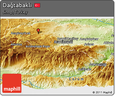 Physical Panoramic Map of Dağtabaklı