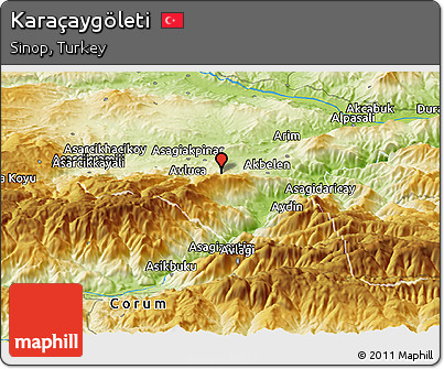 Physical Panoramic Map of Karaçaygöleti