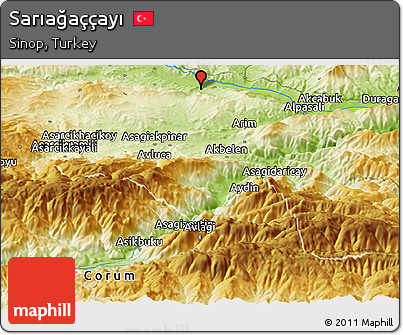 Physical Panoramic Map of Sarıağaççayı