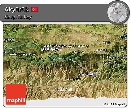 Satellite Panoramic Map of Akyürük