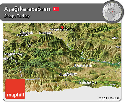 Satellite Panoramic Map of Aşağıkaracaören