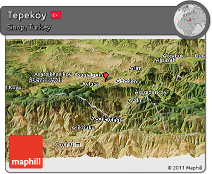 Satellite Panoramic Map of Tepeköy