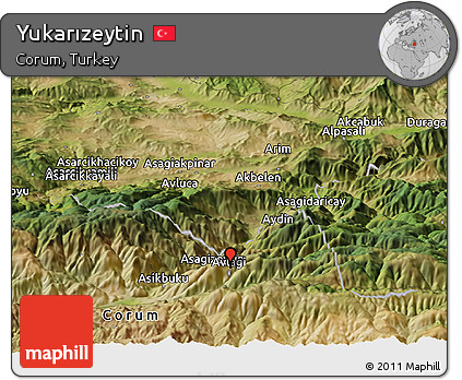 Satellite Panoramic Map of Yukarızeytin