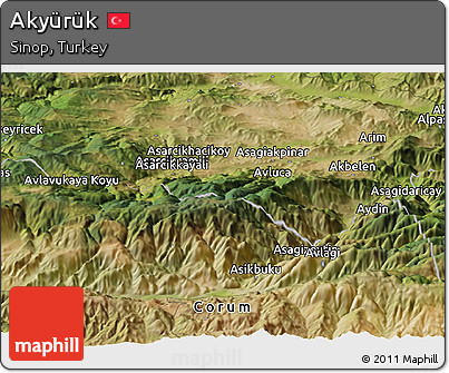 Satellite Panoramic Map of Akyürük