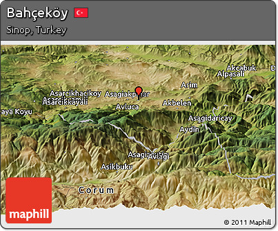 Satellite Panoramic Map of Bahçeköy