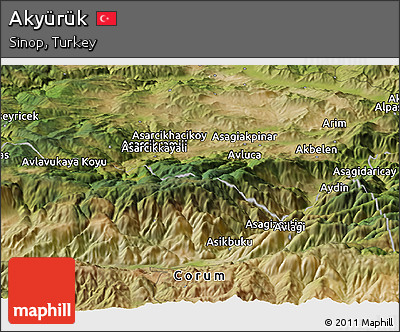 Satellite Panoramic Map of Akyürük