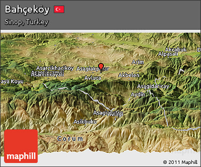 Satellite Panoramic Map of Bahçeköy