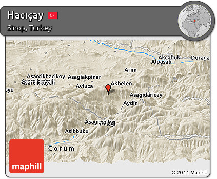 Shaded Relief Panoramic Map of Hacıçay