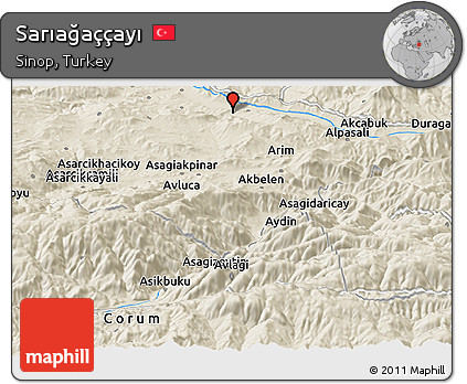 Shaded Relief Panoramic Map of Sarıağaççayı