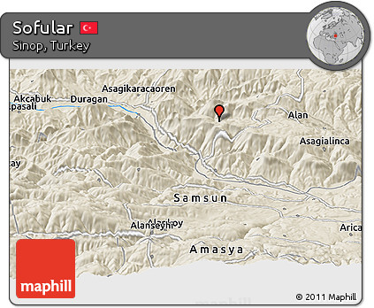 Shaded Relief Panoramic Map of Sofular