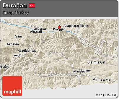 Shaded Relief Panoramic Map of Durağan