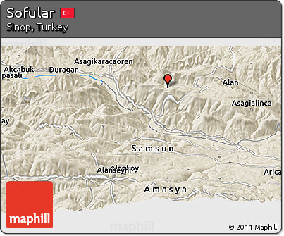 Shaded Relief Panoramic Map of Sofular