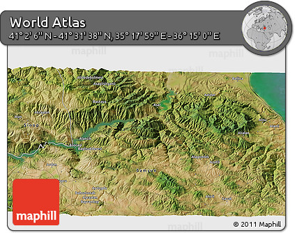Satellite 3D Map of the Area around 41° 16' 52" N, 35° 46' 29" E
