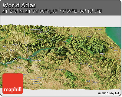 Satellite 3D Map of the Area around 41° 16' 52" N, 35° 46' 29" E