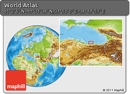 Physical Location Map of the Area around 41° 16' 52" N, 38° 19' 30" E