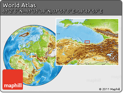 Physical Location Map of the Area around 41° 16' 52" N, 38° 19' 30" E