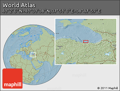 Savanna Style Location Map of the Area around 41° 16' 52" N, 38° 19' 30" E, hill shading