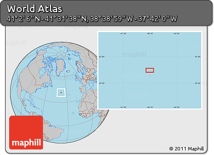 Gray Location Map of the Area around 41° 16' 52" N, 38° 10' 29" W