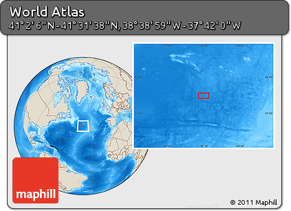 Shaded Relief Location Map of the Area around 41° 16' 52" N, 38° 10' 29" W