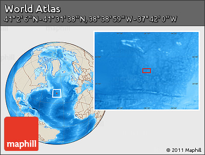 Shaded Relief Location Map of the Area around 41° 16' 52" N, 38° 10' 29" W