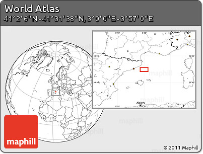 Blank Location Map of the Area around 41° 16' 52" N, 3° 28' 30" E