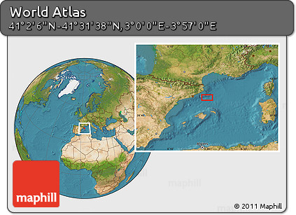 Satellite Location Map of the Area around 41° 16' 52" N, 3° 28' 30" E
