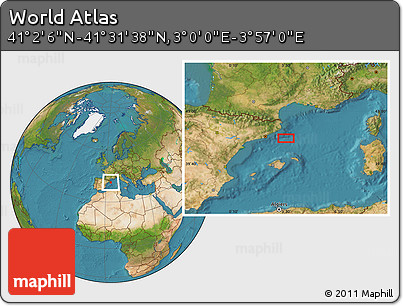 Satellite Location Map of the Area around 41° 16' 52" N, 3° 28' 30" E