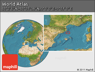 Satellite Location Map of the Area around 41° 16' 52" N, 3° 28' 30" E