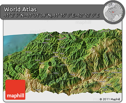 Satellite 3D Map of the Area around 41° 16' 52" N, 41° 43' 30" E