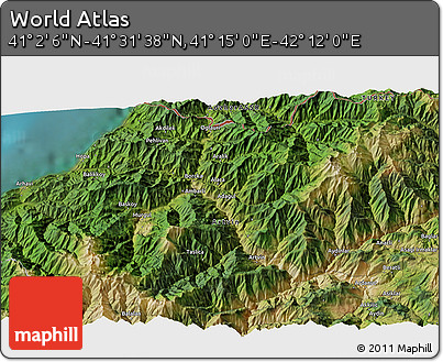 Satellite 3D Map of the Area around 41° 16' 52" N, 41° 43' 30" E