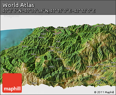 Satellite 3D Map of the Area around 41° 16' 52" N, 41° 43' 30" E
