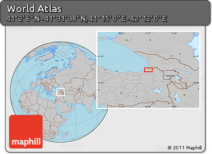 Gray Location Map of the Area around 41° 16' 52" N, 41° 43' 30" E
