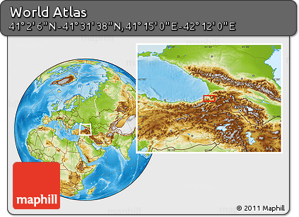 Physical Location Map of the Area around 41° 16' 52" N, 41° 43' 30" E