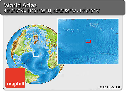 Physical Location Map of the Area around 41° 16' 52" N, 41° 34' 30" W