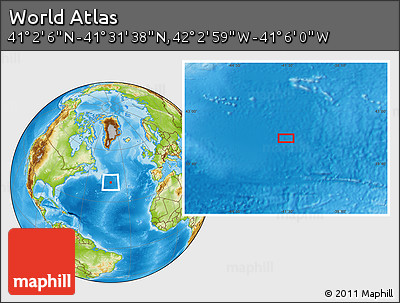 Physical Location Map of the Area around 41° 16' 52" N, 41° 34' 30" W