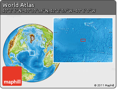 Physical Location Map of the Area around 41° 16' 52" N, 41° 34' 30" W