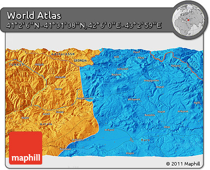 Political 3D Map of the Area around 41° 16' 52" N, 42° 34' 30" E