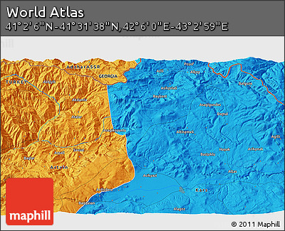 Political 3D Map of the Area around 41° 16' 52" N, 42° 34' 30" E