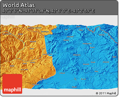 Political 3D Map of the Area around 41° 16' 52" N, 42° 34' 30" E