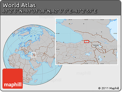 Gray Location Map of the Area around 41° 16' 52" N, 42° 34' 30" E