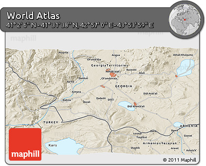 Shaded Relief 3D Map of the Area around 41° 16' 52" N, 43° 25' 29" E