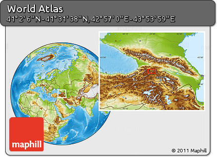 Physical Location Map of the Area around 41° 16' 52" N, 43° 25' 29" E
