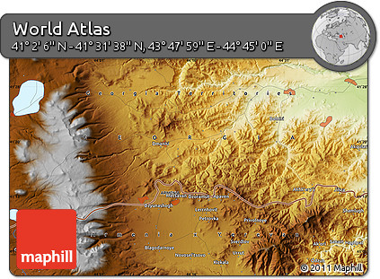 Physical Map of the Area around 41° 16' 52" N, 44° 16' 29" E