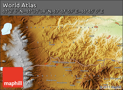 Physical Map of the Area around 41° 16' 52" N, 44° 16' 29" E