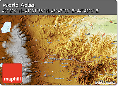 Physical Map of the Area around 41° 16' 52" N, 44° 16' 29" E