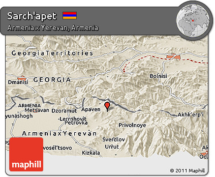 Shaded Relief Panoramic Map of Sarch'apet