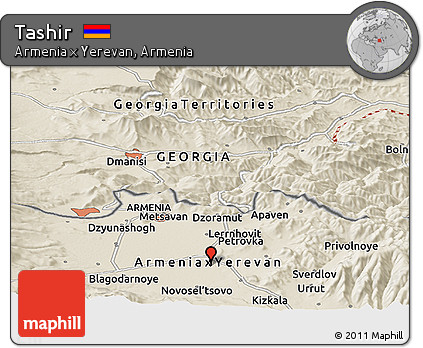 Shaded Relief Panoramic Map of Tashir