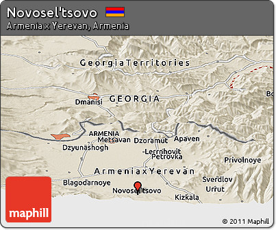 Shaded Relief Panoramic Map of Novosel'tsovo