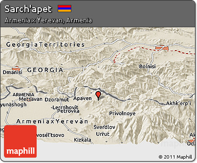 Shaded Relief Panoramic Map of Sarch'apet
