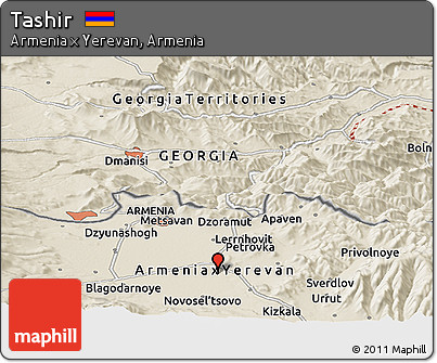 Shaded Relief Panoramic Map of Tashir